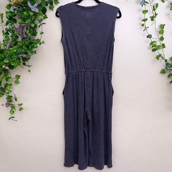 Eileen Fisher Blue Gray Ribbed Ankle Cropped Jumpsuit XS - Picture 5 of 7